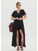 Black Women's Jumpsuit with Flounce Sleeves and Shorts Detail 4490
